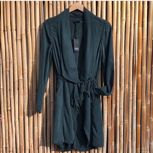 Max Jeans Jackets & Blazers - NEW MAX JEANS Long Teal Waterfall Trench Coat Med